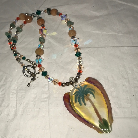 Handmade Artisan Lampwork Necklace Palm Tree new - Picture 5 of 8
